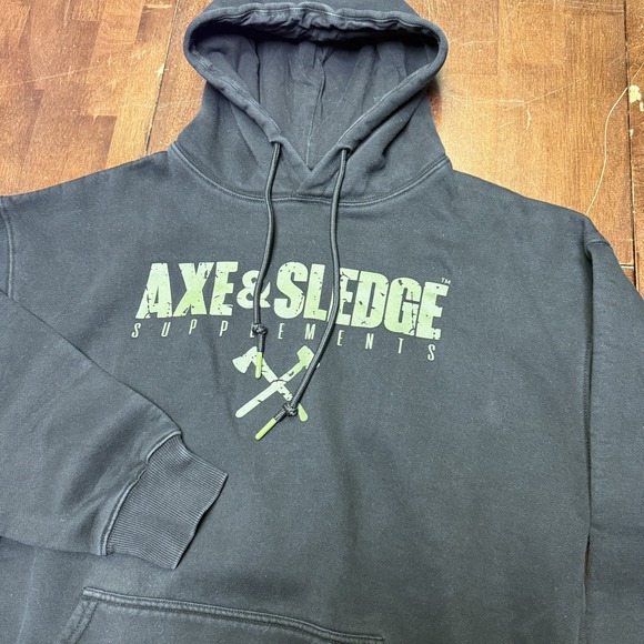 Axe & Sledge Men Sports Supplements Hardest Workers In The Gym Hoodie Black Sz M - Picture 1 of 8